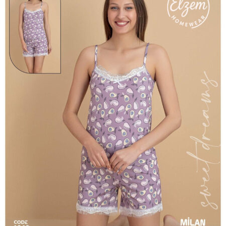 Milan Kumaş – Avokado Desenli Şortlu Takım