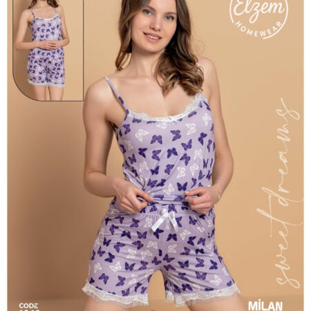 Milan Kumaş – Kelebek Desenli Şortlu Takım