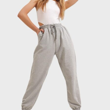 İki iplik – Gri Paça Lastikli Eşofman Altı