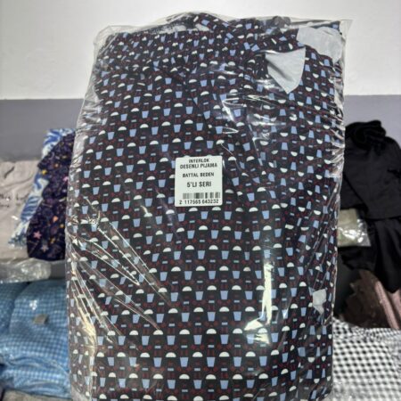 Toptan Desenli Battal Beden Tek Alt Pijama