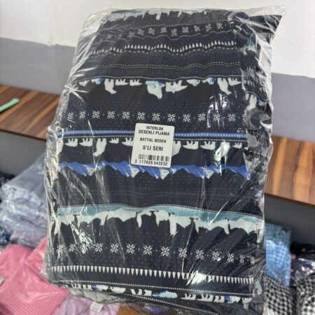 Toptan Desenli Battal Beden Tek Alt Pijama