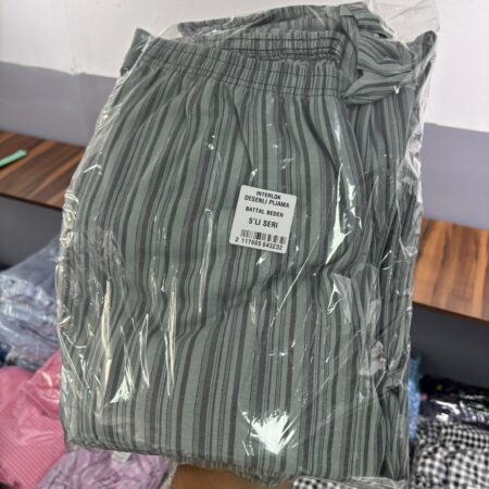 Toptan Desenli Battal Beden Tek Alt Pijama